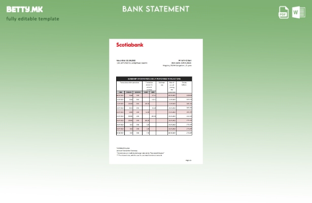 модерен стил, шаблон ексел за извод од банка на банката Гвајана на Нова Шкотска